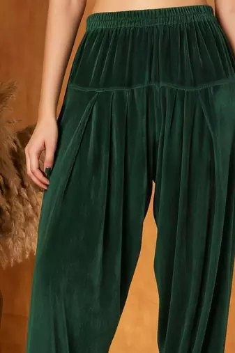 green plain  velvet salwar