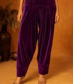 Purple plain velvet salwar