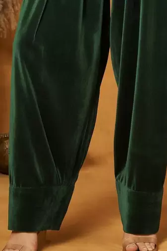 green plain  velvet salwar