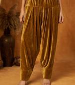 Gold plain velvet  salwar