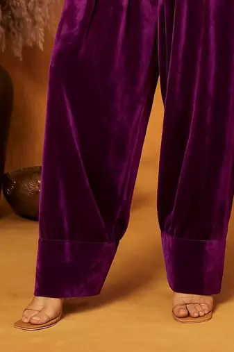Purple plain velvet salwar