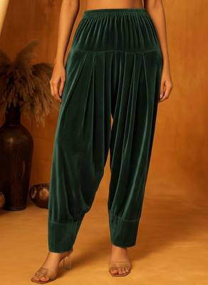 green plain  velvet salwar 4