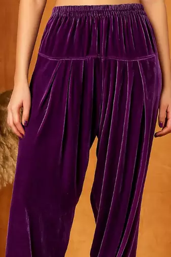 Purple plain velvet salwar