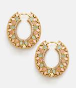 Gold plated kundan multicolor Stone hoop earrings