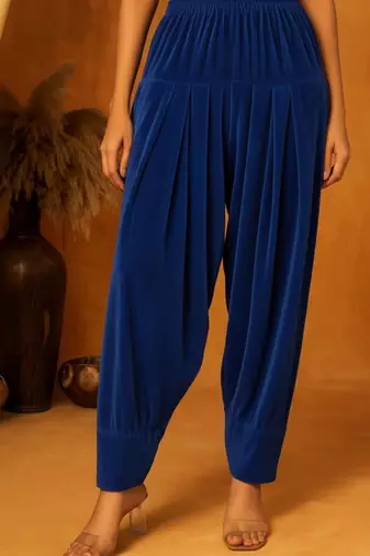 blue  plain velvet salwar