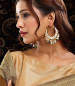 Gold plated kundan multicolor Stone hoop earrings