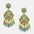 Gold plated kundan green stone dangler earrings