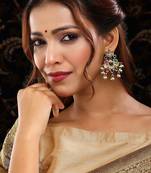 Gold plated kundan multicolor Stone chandbalis