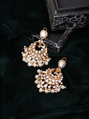 Gold plated kundan chandbalis 3