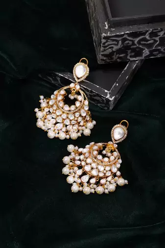 Gold plated kundan chandbalis