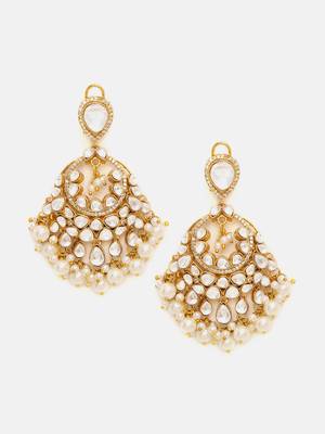 Gold plated kundan chandbalis 1