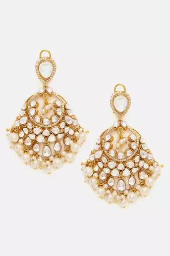 Gold plated kundan chandbalis
