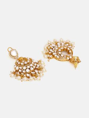 Gold plated kundan chandbalis 4