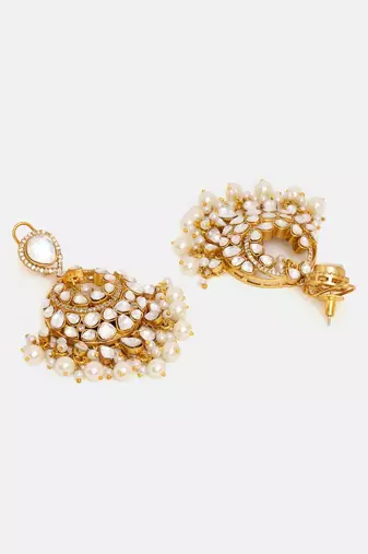 Gold plated kundan chandbalis