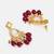 Gold plated kundan red stone dangler earrings