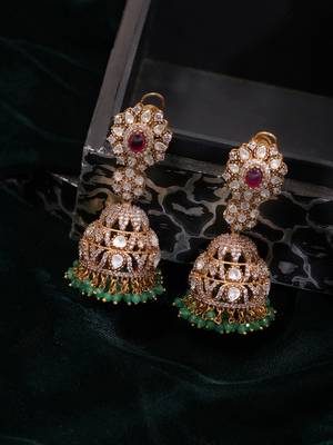 Gold plated kundan multicolor Stone jhumkas 2