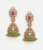 Gold plated kundan multicolor Stone jhumkas