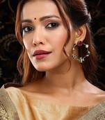 Gold plated kundan multicolor Stone dangler earrings