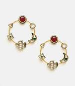Gold plated kundan multicolor Stone dangler earrings