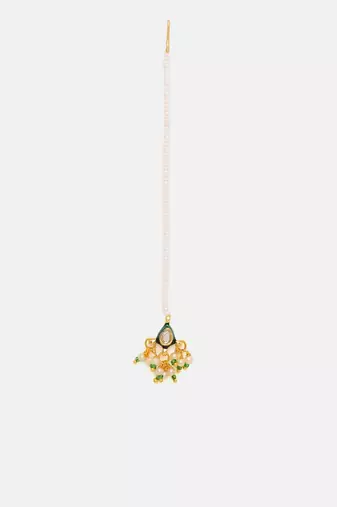 Gold plated kundan maang tikka