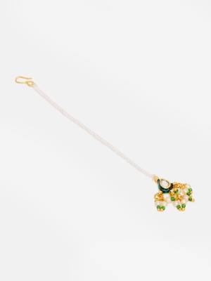 Gold plated kundan maang tikka 4