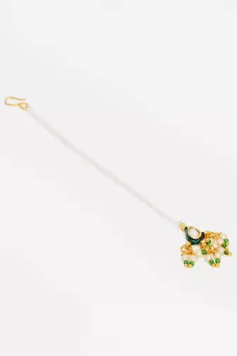 Gold plated kundan maang tikka