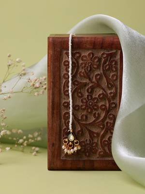 Gold plated kundan maang tikka 2
