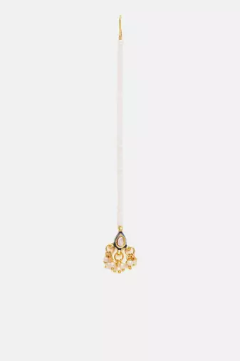 Gold plated kundan maang tikka