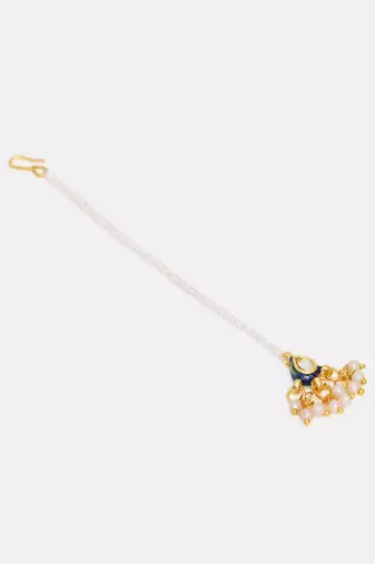 Gold plated kundan maang tikka