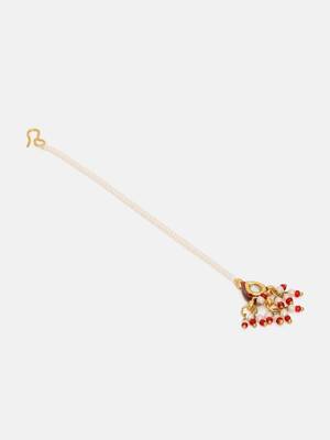 Gold plated kundan maang tikka 4