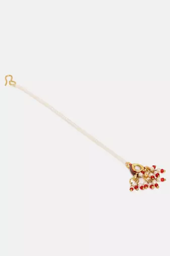 Gold plated kundan maang tikka