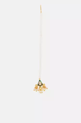 Gold plated kundan maang tikka