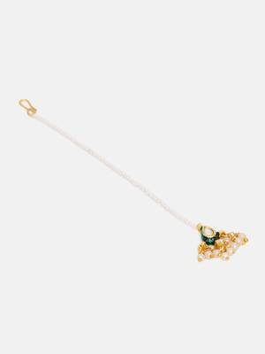Gold plated kundan maang tikka 4