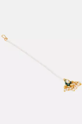 Gold plated kundan maang tikka