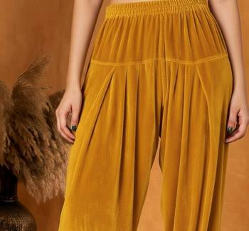 Yellow plain velvet salwar 2