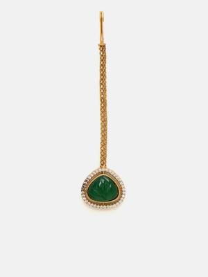 Gold plated kundan green stone maang tikka 3