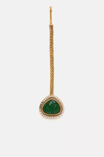 Gold plated kundan green stone maang tikka