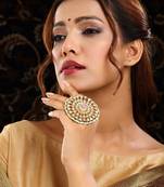 Gold plated kundan multicolor Stone ring