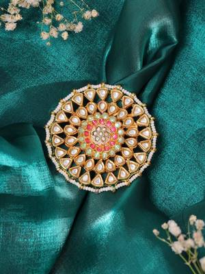 Gold plated kundan multicolor Stone ring 2