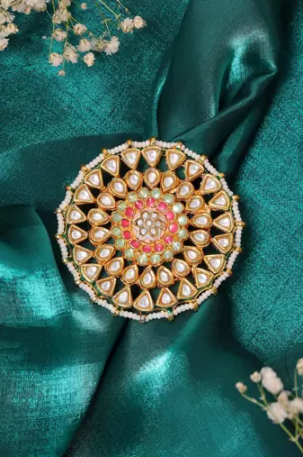 Gold plated kundan multicolor Stone ring