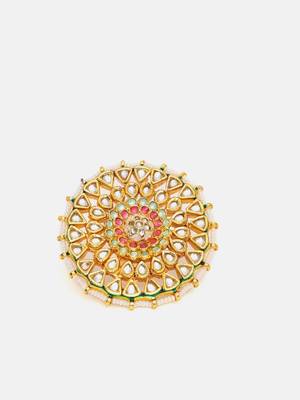 Gold plated kundan multicolor Stone ring 3