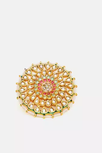 Gold plated kundan multicolor Stone ring