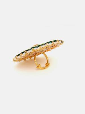 Gold plated kundan multicolor Stone ring 5