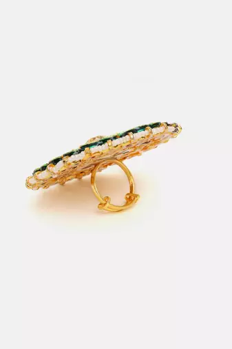 Gold plated kundan multicolor Stone ring