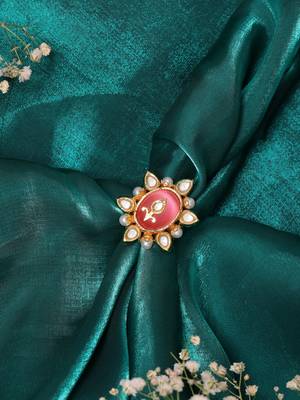 Gold plated kundan pink stone ring 2