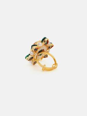 Gold plated kundan pink stone ring 4