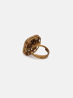 Gold plated kundan red stone ring 5