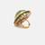 Gold plated kundan green stone ring