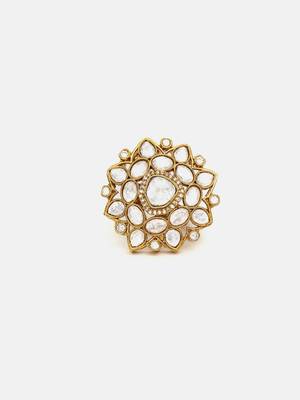 Gold plated kundan ring 3