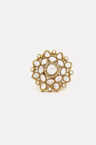 Gold plated kundan ring